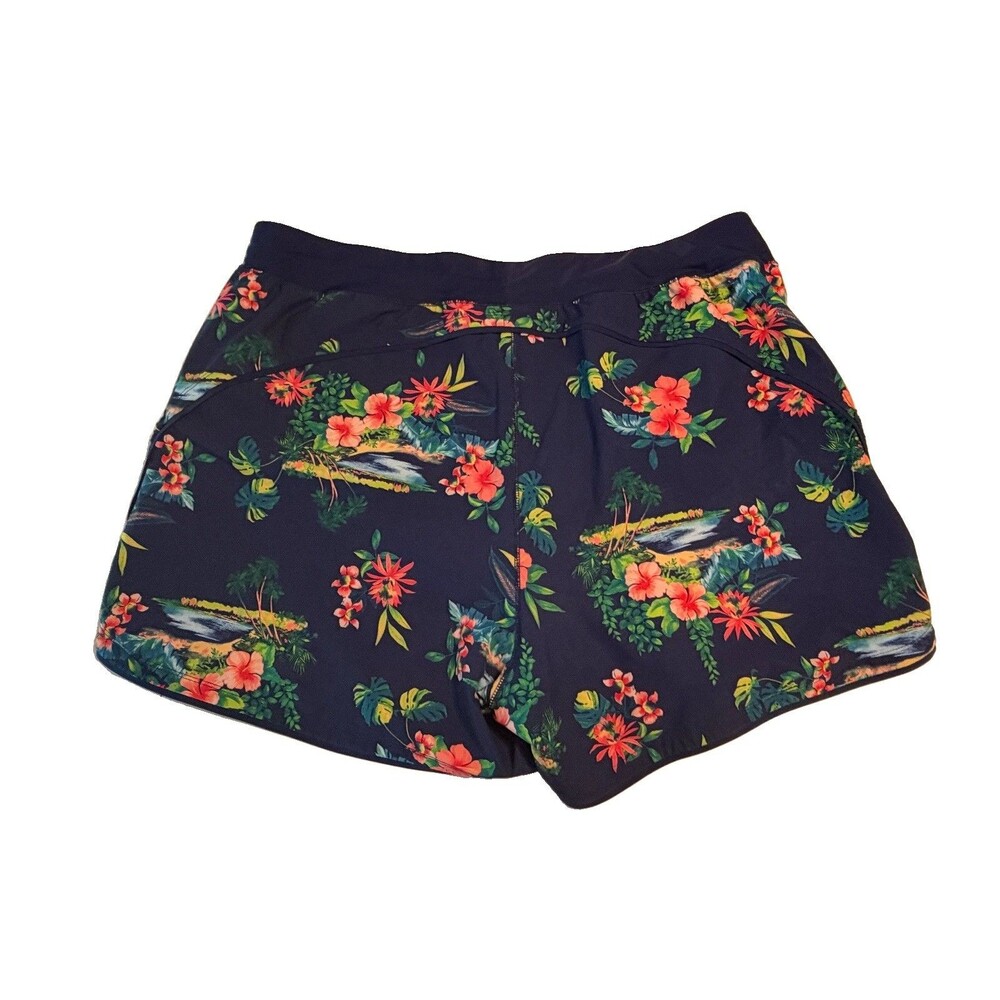 Lands End Swim Bottom Shorts Size 22W Blue Floral Tropical Pockets Attached